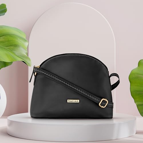 Fastrack Sling Bag For Women | Faux Leather Sling With Adjustable Belt and Quick Access Pocket | Zip Closure and Spacious Interior | Trendy Women's Handbags