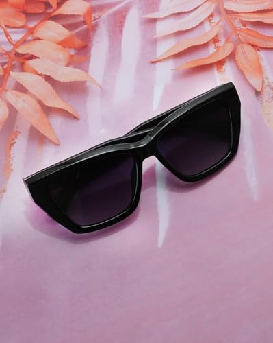 Carlton London Black Toned with Blue Polarised Lens Rectangle Sunglass for women