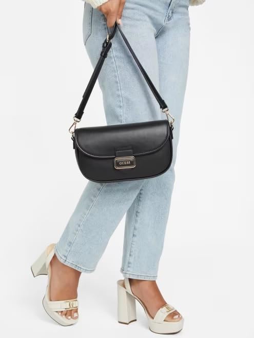 Guess Women's Black Solid Crossbody Bag| Ladies Purse Handbags | Gift For Ladies