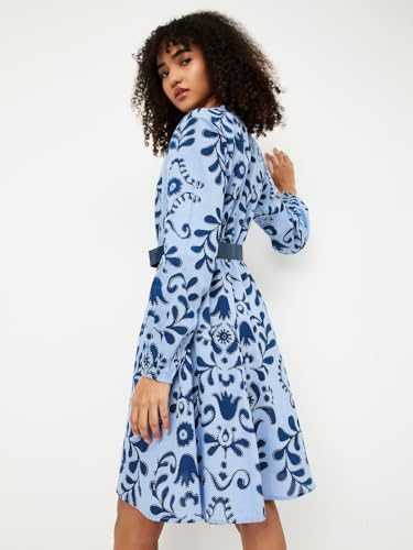 Max Women's Cotton A-Line Midi Dress (MT55001_Indigo