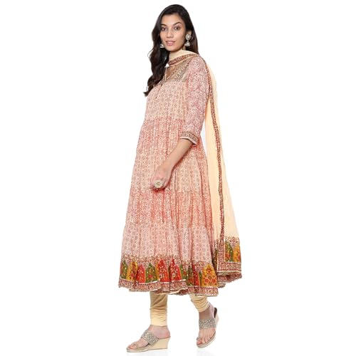 BIBA Women's Cotton Kurta Sets (SKDALBELI10067AW24ECRU_Ecru