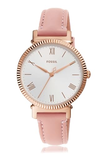 Fossil Women Leather Analog Silver Dial Watch-Es4794, Band Color-Beige