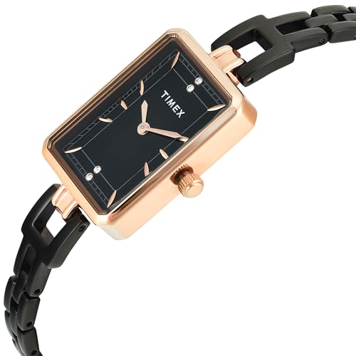 TIMEX Black Rectangle Dial Analog Women's Watch - TWEL22803