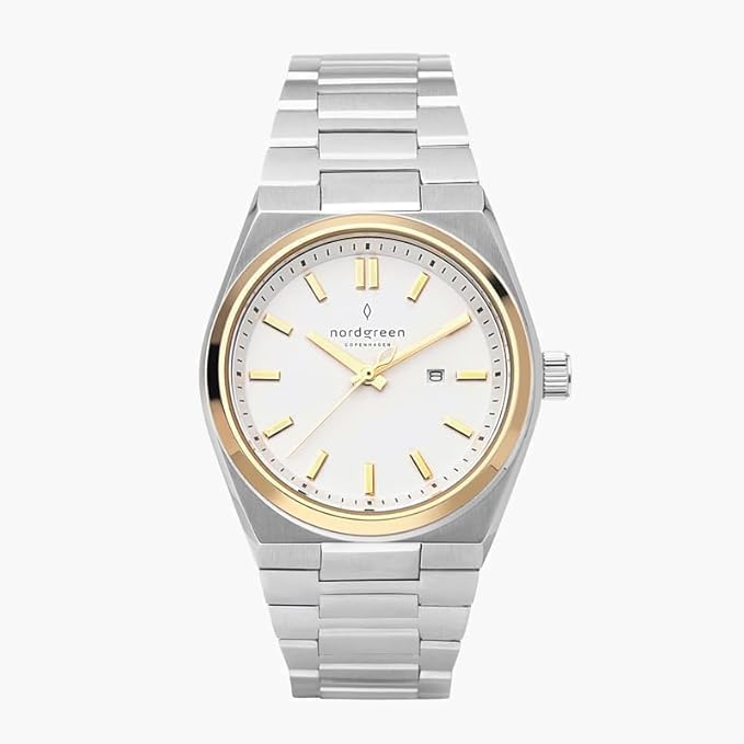 Succession White Dial on Silver/Gold case with Silver H-Link Watch Strap