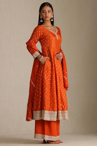 Soch Women's Viscose Blend Kurta Suit Set (OWS5CD21871_Orange