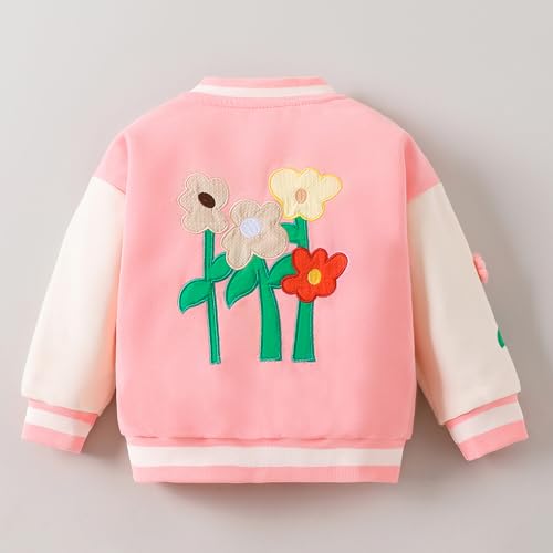 Hopscotch Girls Pink Full Sleeves Floral Applique Colourblock Jacket For Age (3-4 Years)