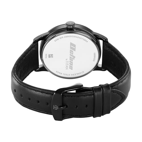 Titan Octane Quartz Analog with Date Black Dial Black Leather Strap Watch for Men - NT1806NL05