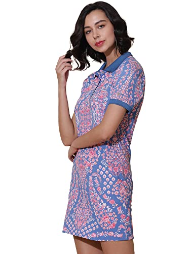 Label RITU KUMAR Blue Printed T-Shirt Dress