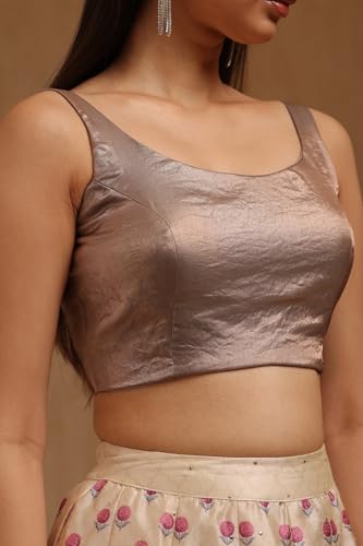 Soch Womens Grey Glass Tissue Solid Padded Blouse
