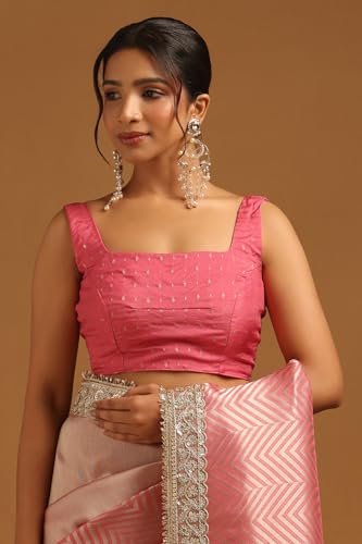 Soch Womens Blush Pink Tissue Chevrons Zari Woven Saree With Sequins