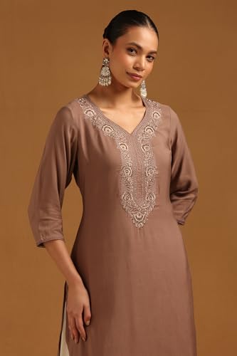 Soch Womens Earth Muslin Embroidered Kurta