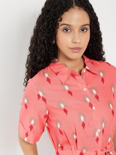 Max Women's Polyester A-Line Below The Knee Dress (IS510001_Pink