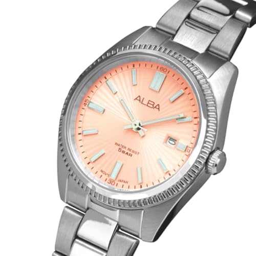 Alba Women Pale Peach Patterned Dial-AH7CL5X1