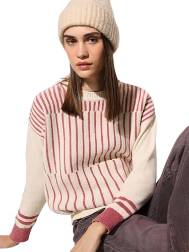 ONLY Women's Polyester Round Neck Pullover Sweater (9005687-Cloud Dancer_Cloud