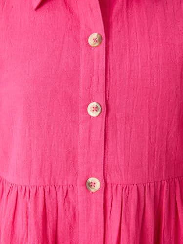 olele® Girls Lucy Shirt Cotton Dress for 5 to 6 Years Kids Hot Pink