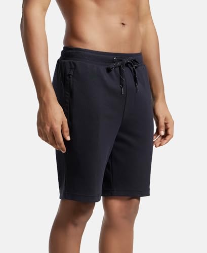 Jockey Men's Straight Fit Shorts (AM14_Black_Large)