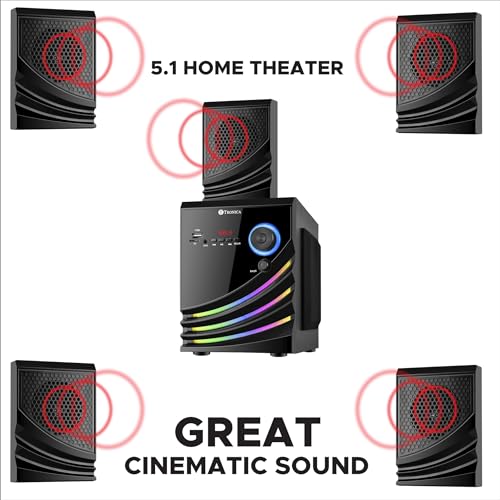 TRONICA Firefly 40W 5.1 Bluetooth Home Theater System with FM/PenDrive/Sd Card/Mobile/Aux Support & Remote (5.1 Speaker Set) Black
