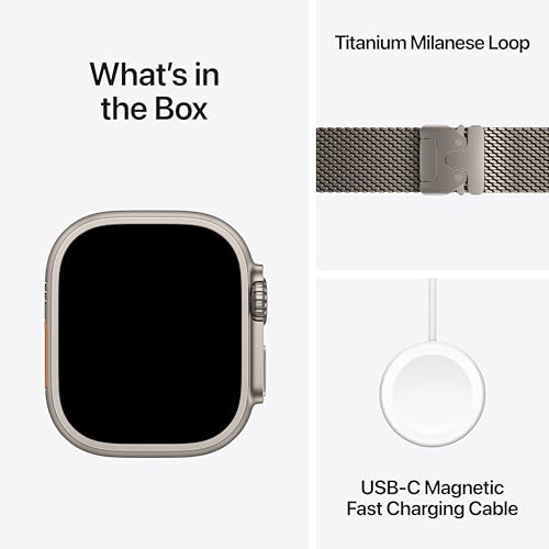 Apple Watch Ultra 3 GPS + Cellular 49mm Natural Titanium Case with Natural Titanium Milanese Loop - Small