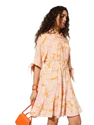 ONLY Women Fit and Flare Orange Dress