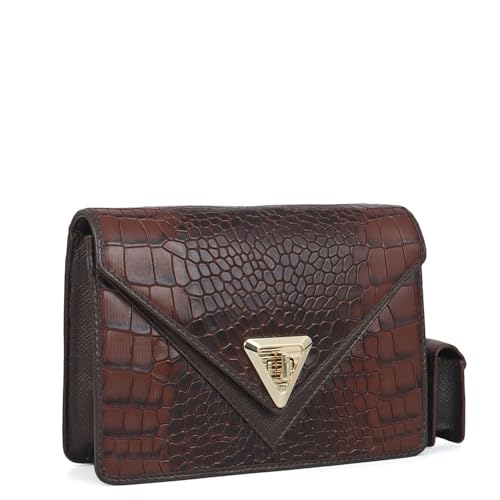 Da Milano Leather Sling Bag for Women - Brown