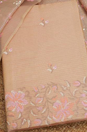 Soch Womens Beige Kota Shimmer Embroidered Unstitch Dress Material With Thread Work