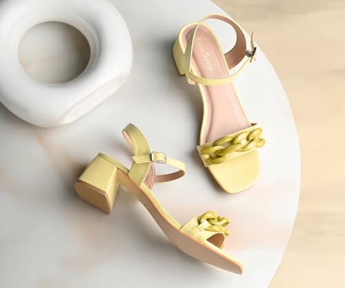 LOUIS STITCH Women’s Yellow Block Heel Sandals | Comfortable Sandal for Ladies | LSOF-FI10-BHBS | UK-6