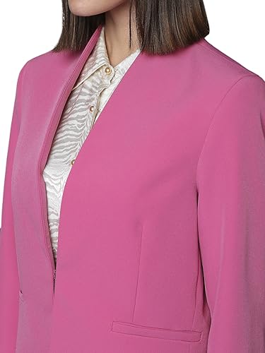 VERO MODA Women Solid Polyester Blend Pink Blazer