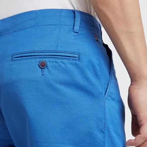 Raymond Men's Solid Pattern Slim Fit Pure Cotton Single Pleat Casual Shorts (Size: 40)-RCHE00136-B6 Dark Blue