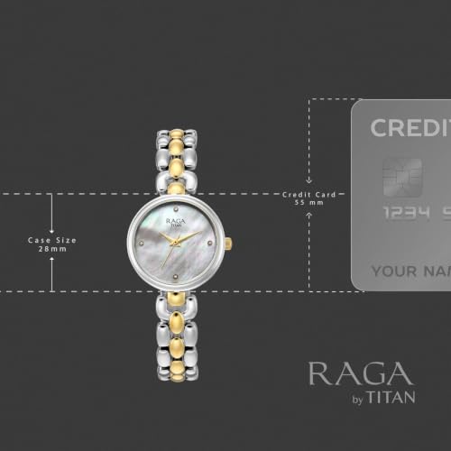 Titan Raga Showstopper 5.0 Quartz 3 Hands Round White MOP Dial, Rose Gold Strap Watch for Women - 95461BM01