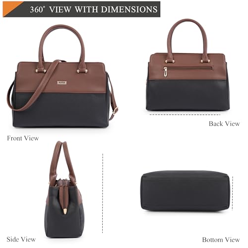 ADISA Color Block handbag shoulder bag satchel for women and girls with sling belt (AD4088-BLA)