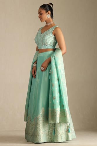 Soch Women's Viscose Blend Unstitched Ghagra Choli (OWS5CD21624_Blue_M)