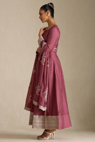 Soch Women's Viscose Blend Floor Length Dress (EWS5CD22100_Onion Pink