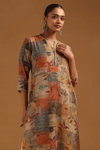 Soch Womens Multicolour Cotton Botanical Printed Kurta with Beads