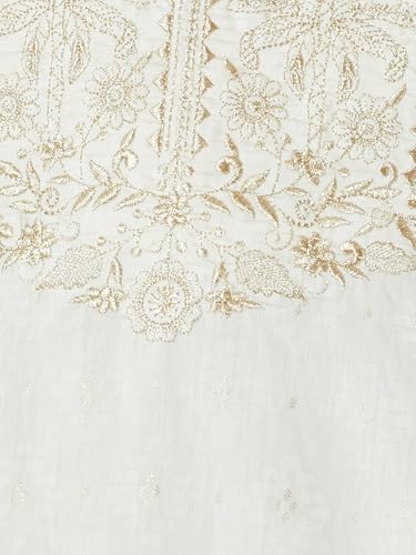 Max Women Embroidered A-line Kurta (White_XL)