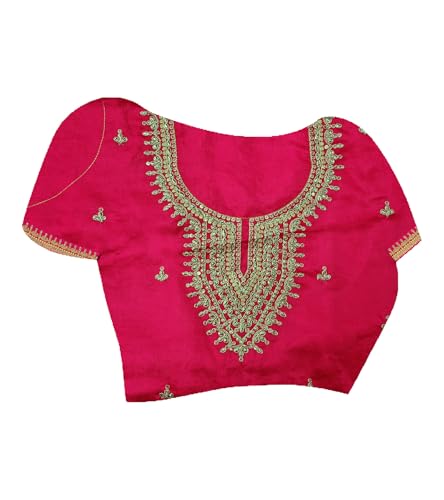 Laxmipati Firki Striped Printed & Zari Lace Border Georgette Saree in Dark Pink Color with Unstitched Blouse