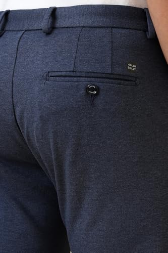 Men Navy Solid Casual Trousers
