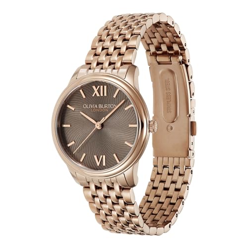 Olivia Burton Classic Swirl Qtz Basic Mushroom Round Dial Women's Watch|Ionic Plated Rose Gold Steel Material|Rose Gold Color Band - 24000131