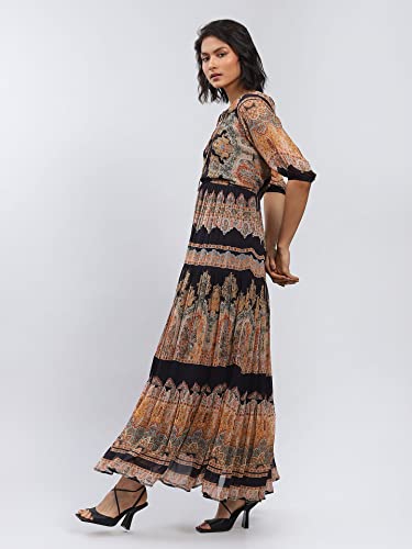 Label RITU KUMAR Black Printed Maxi Dress