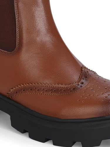 Delize Light - Tan women vegan leather, light weight, chelsea brogue ankle boots 67302-39