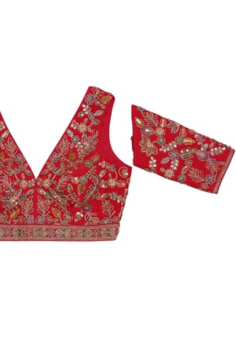 Soch Womens Fuchsia Crepe Embroidered Padded Blouse with Cutdana