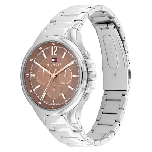 Tommy Hilfiger Sienna Quartz Multifunction Taupe Dial Silver Stainless Steel Strap Watch for Women