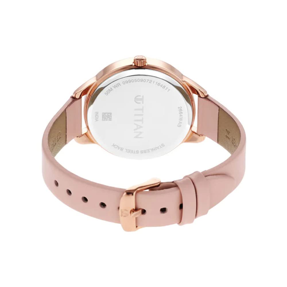 Titan Pastel Dreams Pink Dial Analog Leather Strap Watch for Women-NS2664WL02