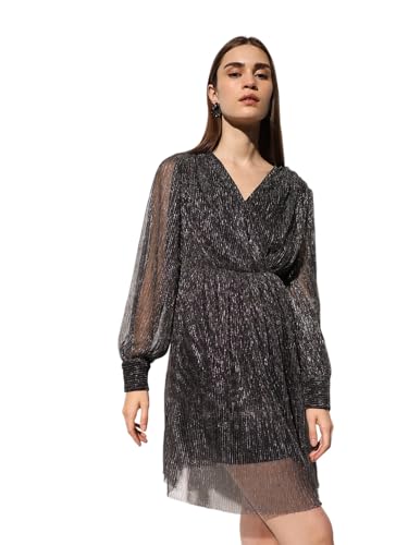 ONLY Women's Embellished Fit and Flare Black Dress