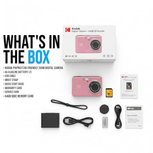 Kodak PIXPRO FZ45 Friendly Zoom 16MP 1080p Full HD Digital Camera (Pastel Pink) Bundle with Memory Card (2 Items)