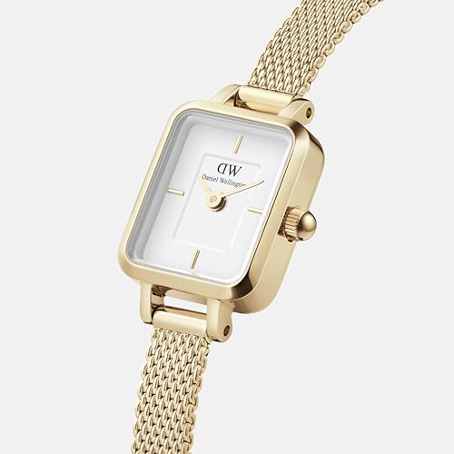 Daniel Wellington Quadro Analog Watch for Women with White Square Dial & Gold Stainless Steel Bracelet Band Water Resistant Women's Wrist Watches - DW00100725K