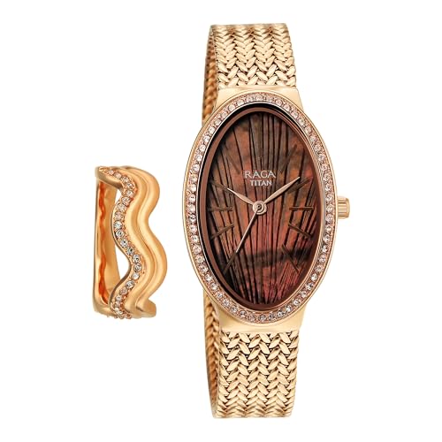 Titan Raga Glimmers Quartz Brown Shaped Dial Women's Watch | Water Resistant Watch | Watches for Women Analog - 95338WM01F