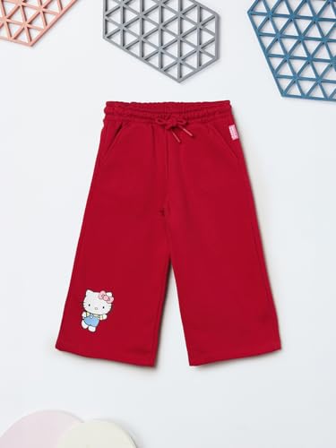 Max Girls Hello Kitty Print Trousers Set (Red_3-4 Y)