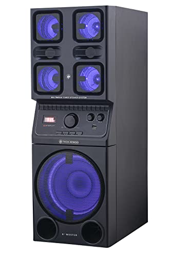 TECHXEWOO Party Blaster 500 Powerfull 200 WATTS Home Theatre Single Tower Party Speaker System with Dynamic Disco Lights, Bluetooth,USB, Digital FM, INBUILT Karaoke,MIC Port�