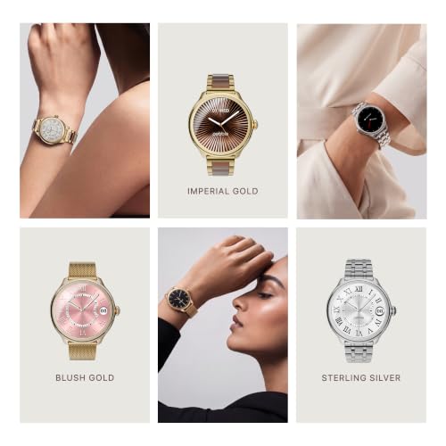 Pebble Opal Newly Launched Smart Watch for Women | Super AMOLED, Classic Design, Glossy Metallic Finish, Stainless Steel Strap, 100+ Watch Faces, Cycle & Sleep Tracking | Blush Gold