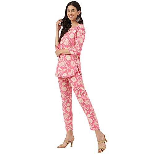 Divena Pink Printed Loungewear/Nightwear(DK0259-XL)